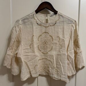Abercrombie & Fitch Ivory Cutout Blouse